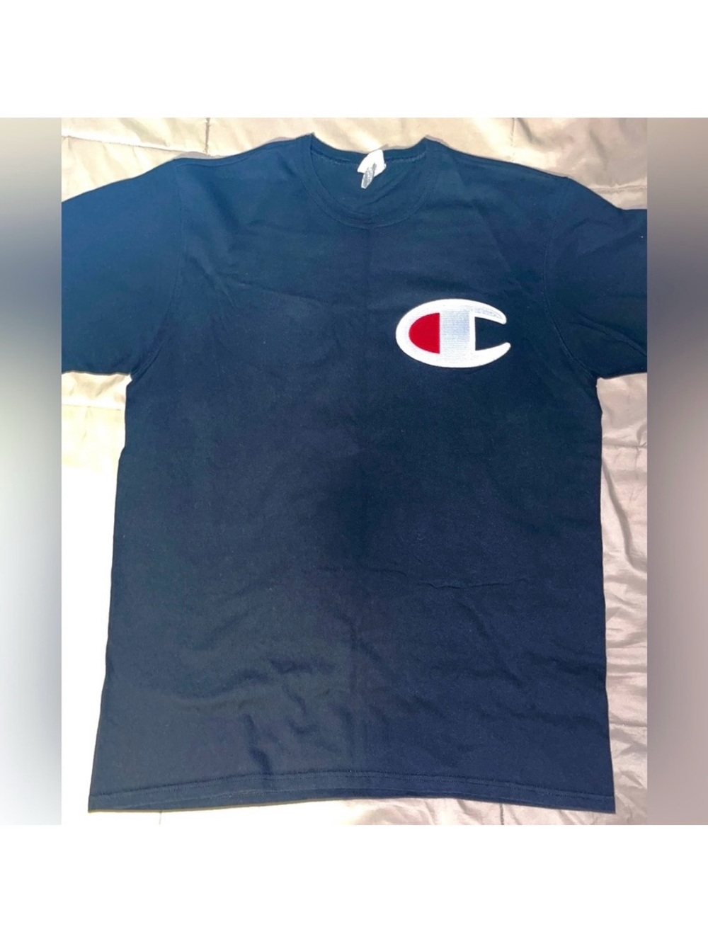 Champion Black Short Sleeve Heritage Crewneck T Shirt BIG Stitched C Logo Patch